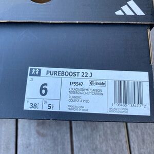 Adidas Pureboost 22 J in Black and Silver